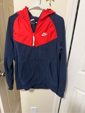 Nike Red and Navy Hooded Zip Jacket